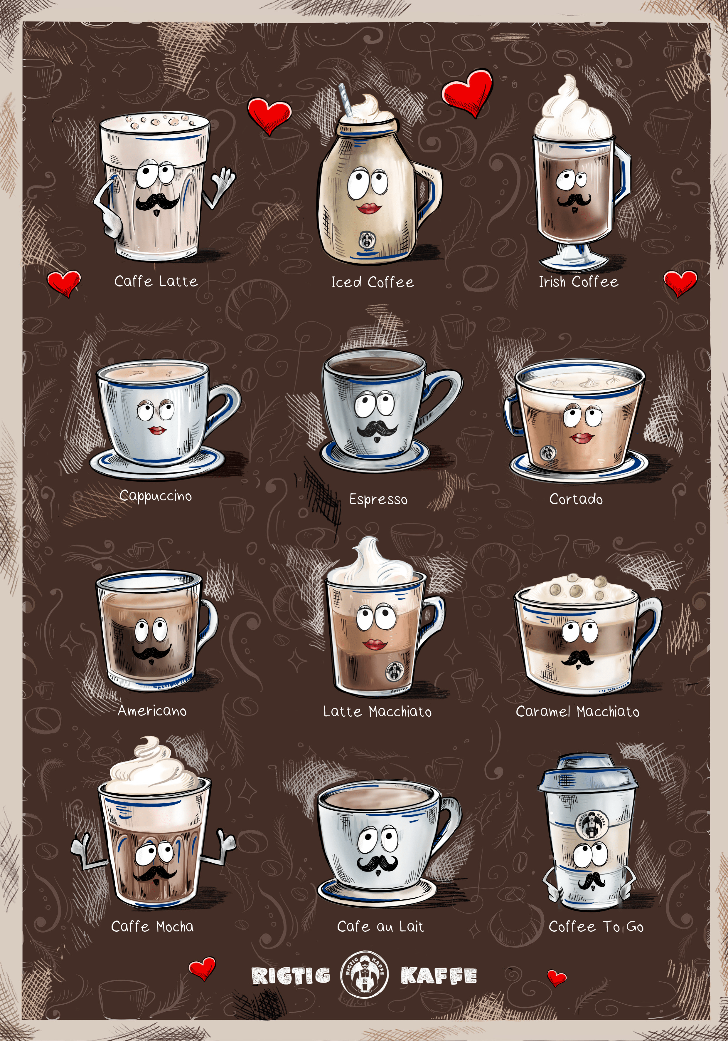 Rigtig Kaffe COFFEE LOVERS Plakat 50x70cm