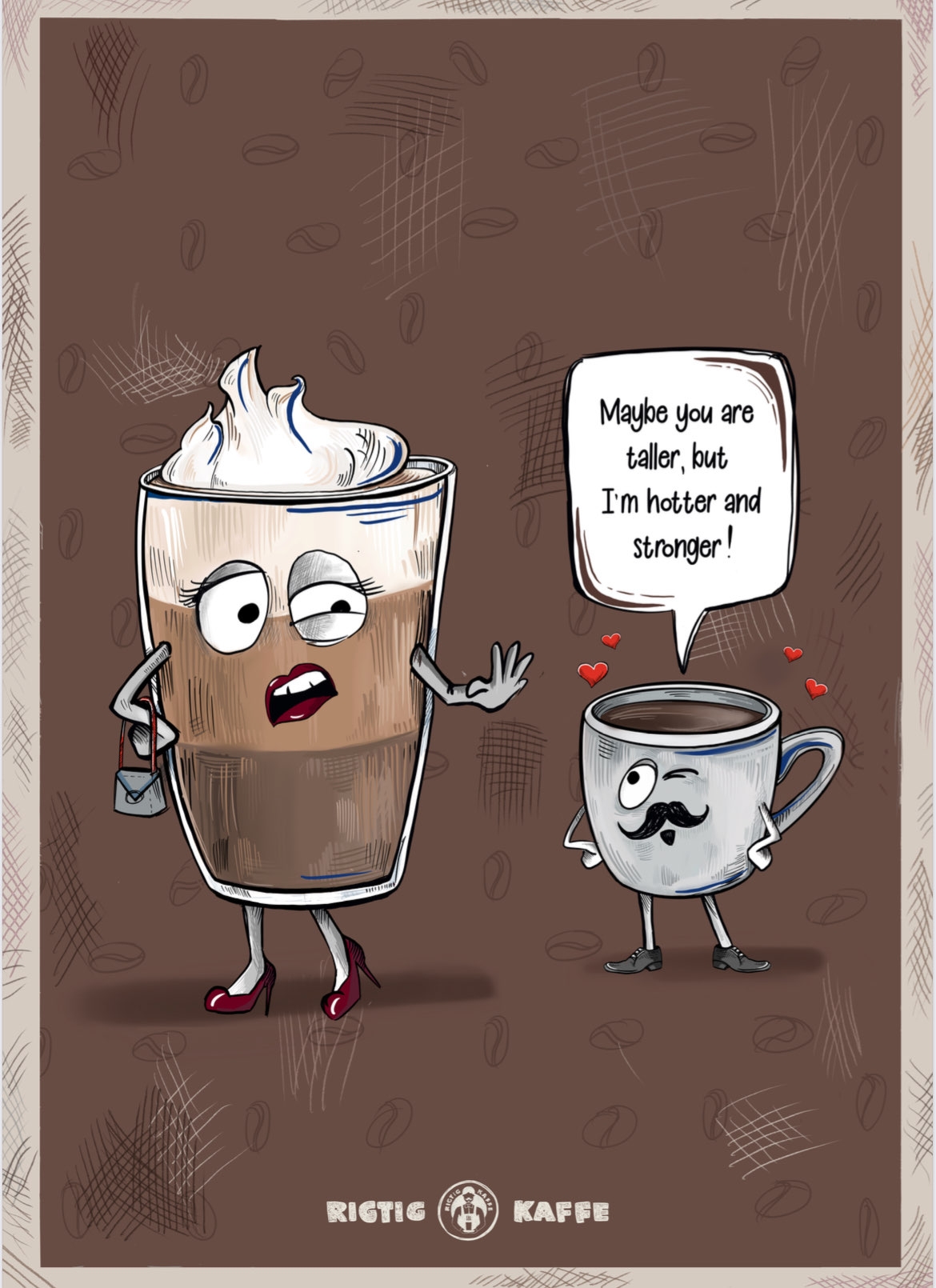 Rigtig Kaffe HOTTER & STRONGER Poster 21x30cm