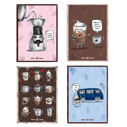Rigtig Kaffe 4 Kaffeposters 21x30 cm