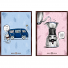 Rigtig Kaffe 2 Bl&aring;/Rosa Kaffe Posters 21x30cm