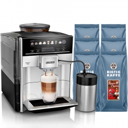 Siemens TE653M11RW EQ6 Plus s300 Espressomaskin Inkl. Mjölkbehållare & 6 kg Super Crema