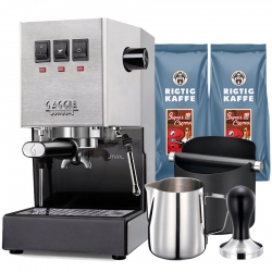 Gaggia Classic Evo Pro Stål Espressomaskin Inkl. Baristautrustning & 2kg Kaffe 