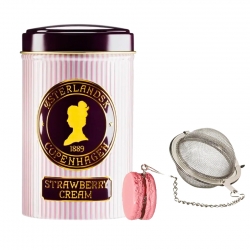 Tesil i Kedja med Macaron-Figur Inkl. Østerlandsk Thehus Strawberry Cream 125g