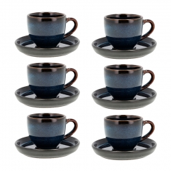 Bitz Espressomugg med underkopp 7 cl 6 st Mörkblå/Svart