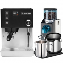 Rancilio Silvia E V6 2023 Svart Espressomaskin Inkl. Rancilio Rocky Kvarn & Baristautrustning