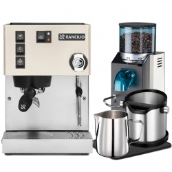 Rancilio Silvia E V6 2023 Vit Espressomaskin Inkl. Rancilio Rocky Kvarn & Baristautrustning
