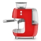Smeg EGF03RDEU manuell espressomaskin inkl. kvarn röd
