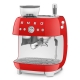 Smeg EGF03RDEU manuell espressomaskin inkl. kvarn röd