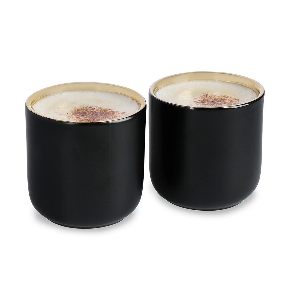 La Cafeti&egrave;re Dubbelv&auml;ggig Espressokopp 11 cl 2 St Svart/Guld