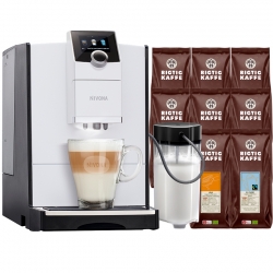 Nivona NICR 796 Vit Espressomaskin Inkl. Mjölkbehållare & 8x400g Rigtig Kaffe Organic