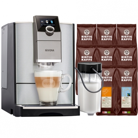 Nivona NICR 799 Espressomaskin Inkl. Mjölkbehållare & 8x400g Rigtig Kaffe Organic