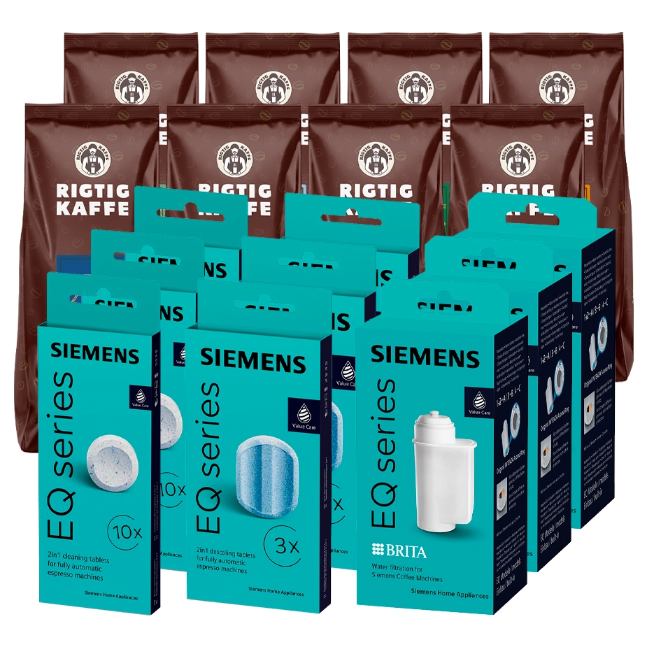 Siemens Reng&ouml;ringspaket Inkl. 8x400g Rigtig Kaffe Organic