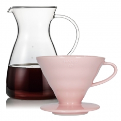 Hario Filterbryggning Set Inkl. V60-02 Dripper 2 Koppar & Glaskanna 0,4 L