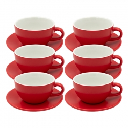 Club House Tulipano Latte med Underkopp Matt Röd 30 cl 6 St