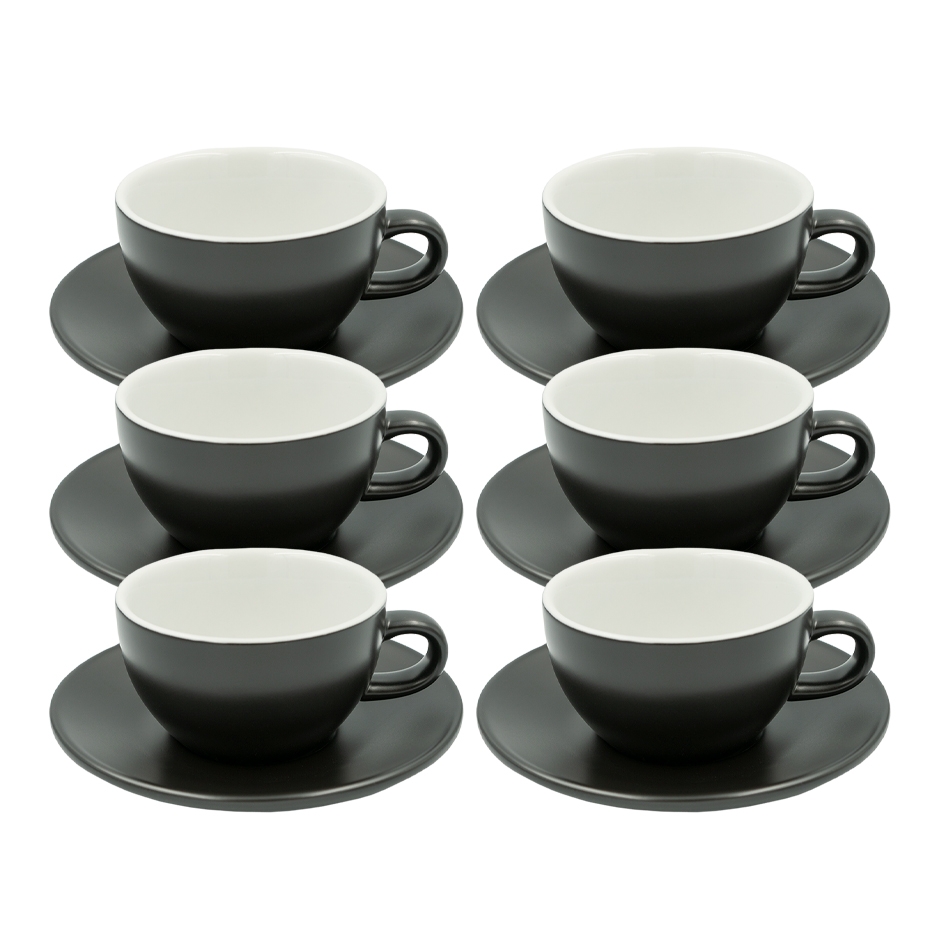 Club House Tulipano Cappuccino med Underkopp Matt Svart 26 cl 6 St