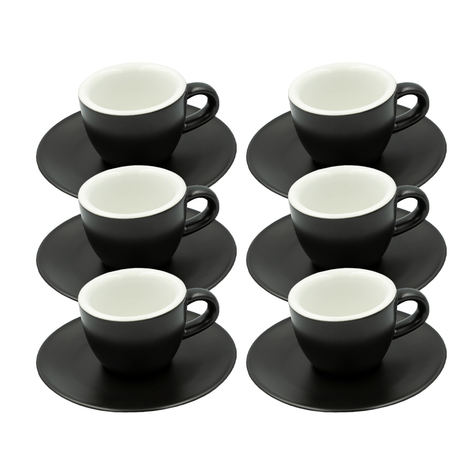 Club House Tulipano Espresso med Underkopp Matt Svart 7 cl 6 St