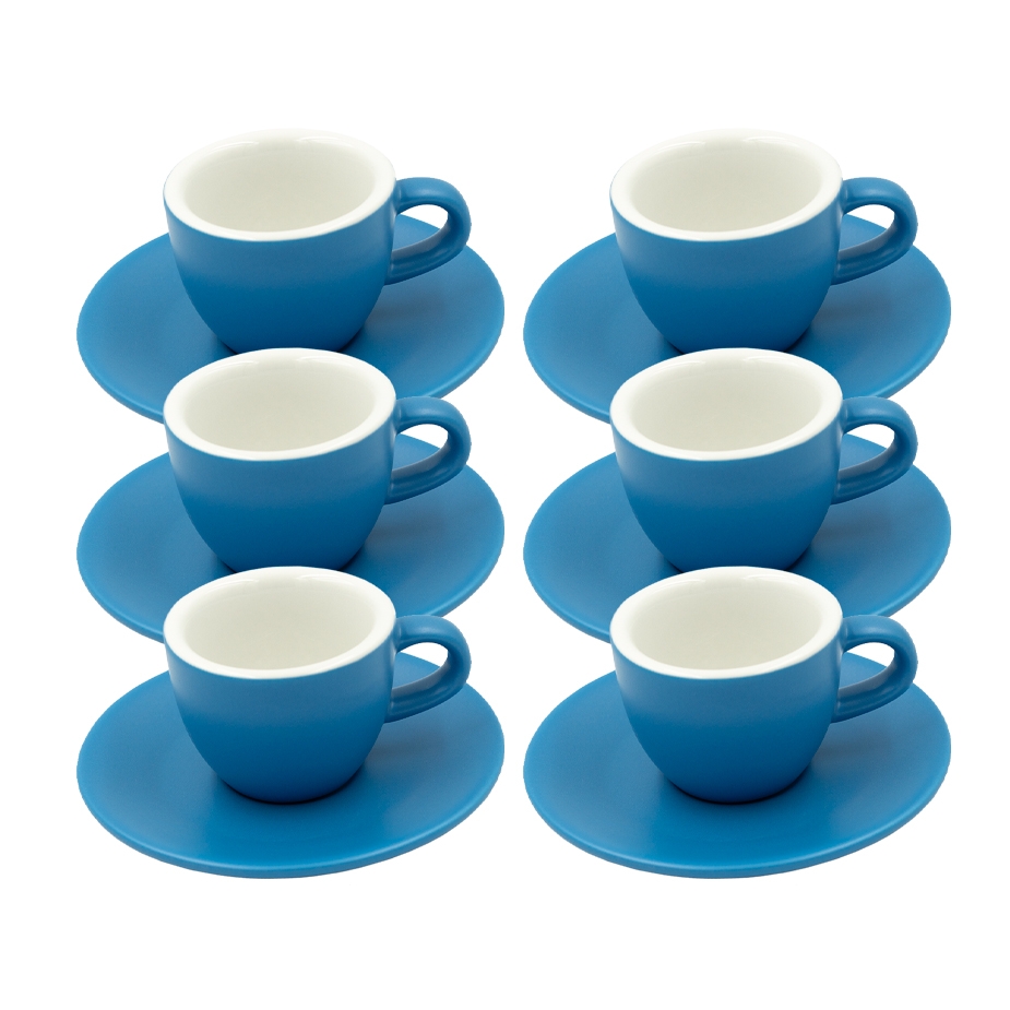 Club House Tulipano Espresso med Underkopp Matt Bl&aring; 7 cl 6 St