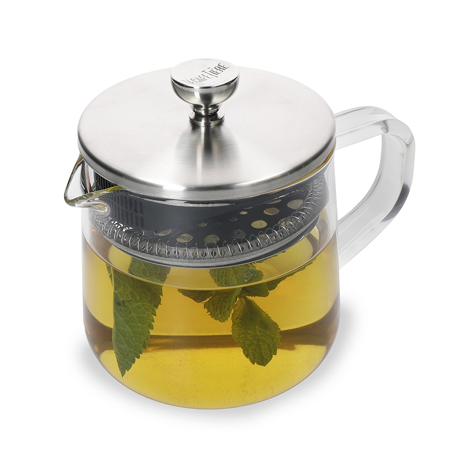 La Cafeti&egrave;re 2 Koppar Tebryggare St&aring;l/Glas