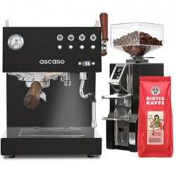 Ascaso Steel Duo Plus Black Inkl. Eureka Libra, Espressokoppar & Kaffe