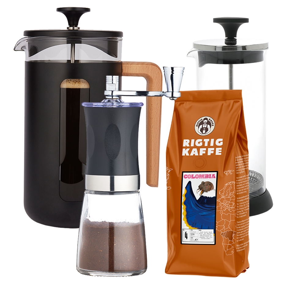 La Cafeti&egrave;re Pisa 8 Koppar Kaffepress Svart Inkl. Kaffekvarn, Mj&ouml;lkskummare & Kaffe