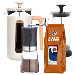 La Cafetière Pisa 8 Koppar Kaffepress Beige Inkl. Kaffekvarn, Mjölkskummare & Kaffe