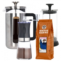 La Cafetière Pisa 8 Koppar Kaffepress Stål Inkl. Kaffekvarn, Mjölkskummare & Kaffe