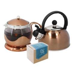 La Cafetière Izmir 4 Koppar Tebryggare Koppar Inkl. Vattenkokare 1,3 L Koppar & NUTE Earl Grey Ekologiskt Tepåsar 10 st