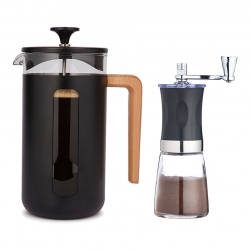 La Cafetière Pisa 8-kop Presskanna Svart och Manuell Kaffekvarn Svart