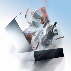 Alessi & Coffee Set Inkl. Pulcina Induktion 3 Kop. Espressokanna Svart & 2 Mokkakoppar