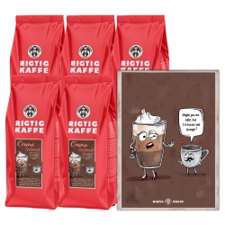 Rigtig Kaffe Crema Intenso 5kg Inkl. Rigtig Kaffe HOTTER & STRONGER Poster 21x30cm