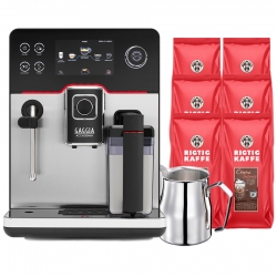 Gaggia Accademia Stål Espressomaskin Inkl. Proff Mjölkkanna 0,5L & 6kg Rigtig Kaffe Crema Intenso