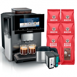 Siemens TQ905RZ5 EQ900 Plus Inkl. Siemens Termoskanna, Multi Calc/Clean TZ800Z3 & 6kg Rigtig Kaffe Crema Intenso