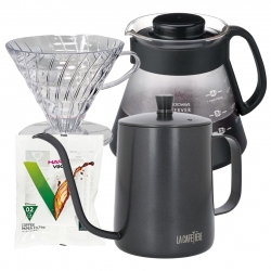 Hario Filterbryggningsset Inkl. Gooseneck Vattenkokare, Dripper 2 Kopp, V60 Server & Filter