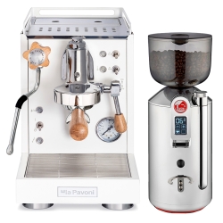 La Pavoni Mini Cellini Vit LPSMCW01EU Espressomaskin Inkl. Prosumer Chrome LPGGRI01EU Espressokvarn