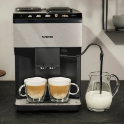 Siemens TP517R03 EQ500 Espressomaskin Inkl. Mjölkbehållare, Vårdpaket & 2 kg Rigtig Kaffe Crema Intenso Hela kaffebönor