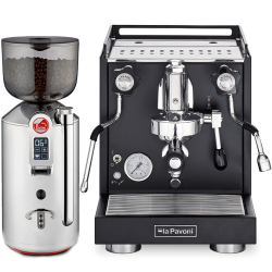 La Pavoni New Cellini Classic Svart LPSCCB01EU Espressomaskin inkl. Prosumer Chrome LPGGRI01EU Espressokvarn