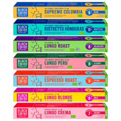 Black Coffee Roasters Mix Pack Ekologiska Kaffekapslar 7x10 st