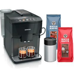 Siemens TP511R09 EQ500 Espressomaskin Inkl. Mjölkbehållare & 2 kg Rigtig Kaffe Hela kaffebönor