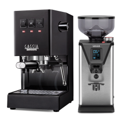 Gaggia Classic E24 Svart Espressomaskin Inkl. Gaggia MDF 55 Chrome Espressokvarn