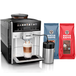 Siemens TE653M11RW EQ6 Plus s300 Espressomaskin Inkl. Mjölkbehållare & 2kg Rigtig Kaffe Hela kaffebönor