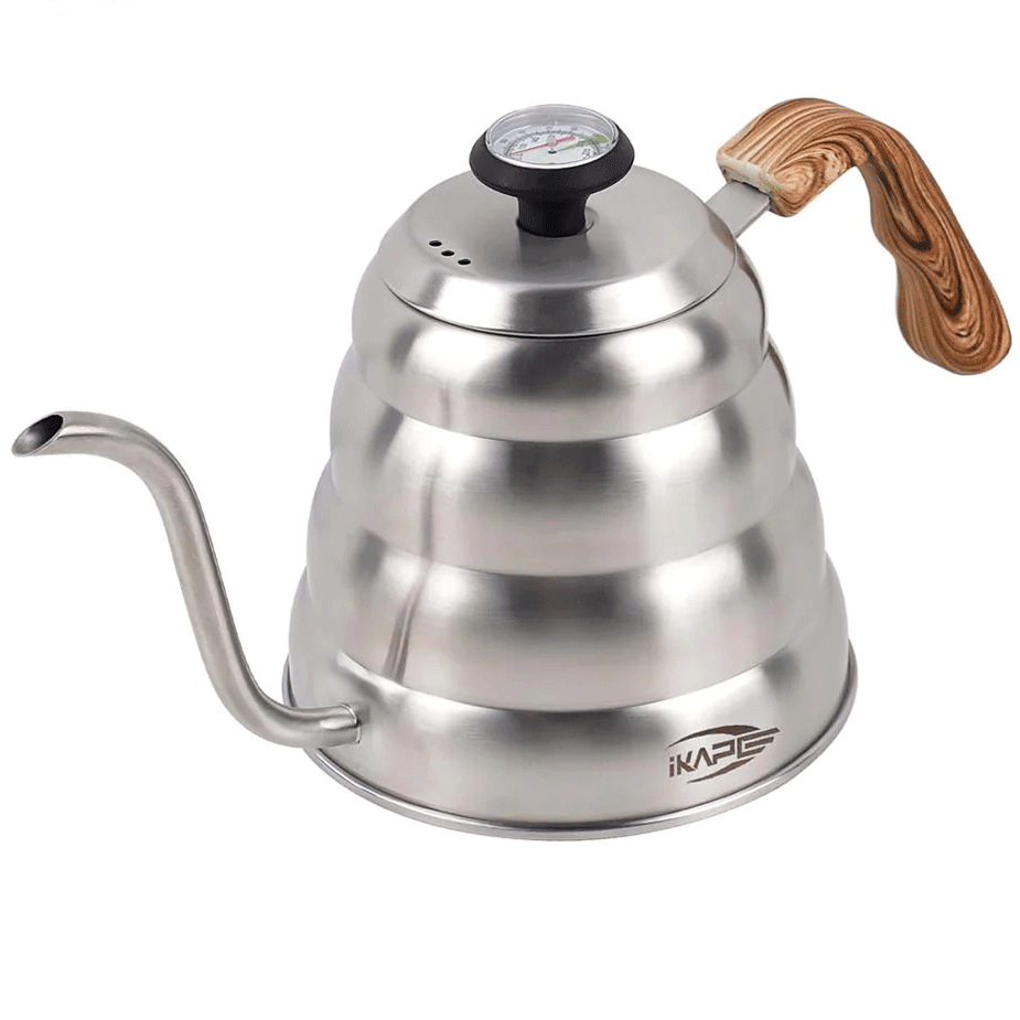 IKAPE Pour Over Kittel med Termometer 1,2 L St&aring;l
