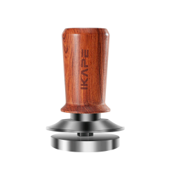 IKAPE Kalibrerad Tamper med Fjäder & Spår 58 mm Valnöt