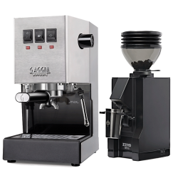 Gaggia Classic E24 Stål Espressomaskin Inkl. Eureka Mignon Zero 55s Matt Svart Espressokvarn