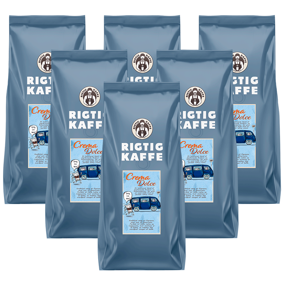 Rigtig Kaffe Dolce Crema 6kg Hela kaffeb&ouml;nor