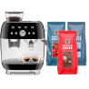 Smeg EGF03BLEU Manuell espressomaskin med kvarn, svart & Rigtig Kaffe Bestseller Mixpaket 3 kg hela kaffebönor