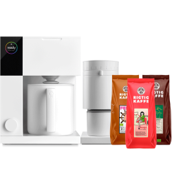 Fellow Aiden Filter Kaffemaskin Vit Inkl. Fellow Opus Espressokvarn Matt Vit & 1,3 kg Rigtig Kaffe Hela kaffebönor