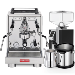 La Pavoni New Botticelli Specialty LPSBSS03NO Inkl. Eureka Mignon Turbo Espressokvarn & Baristautrustning