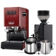 Gaggia Classic E24 Röd Espressomaskin Inkl. Eureka Mignon Zero 55s & Baristautrustning