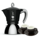 Bialetti Moka Induction 6 Koppar Svart Inkl. Club House Tulipano Espresso med Underkopp Matt Brun 7 cl 2 St