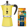 Bialetti Primavera Rainbow 6 Koppar Mokabryggare Gul Inkl. Lavazza Tales of Italy Canal Grande 226,8g Malet kaffe